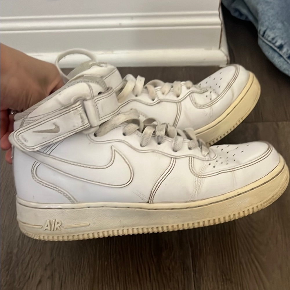 Nike Air Force high top white sneakers